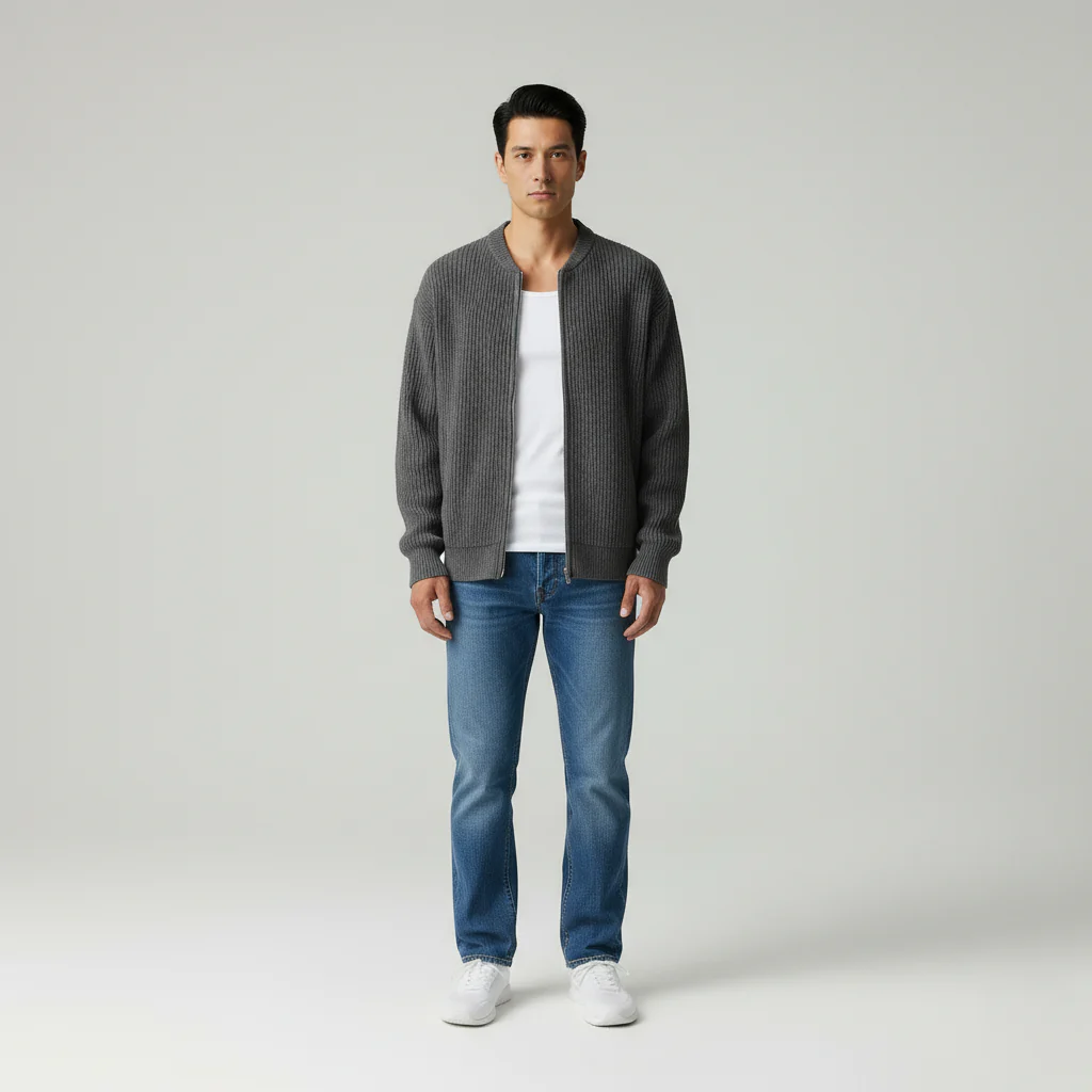 Cavolo | Cardigan con Zip e Collo Alto - Image 2