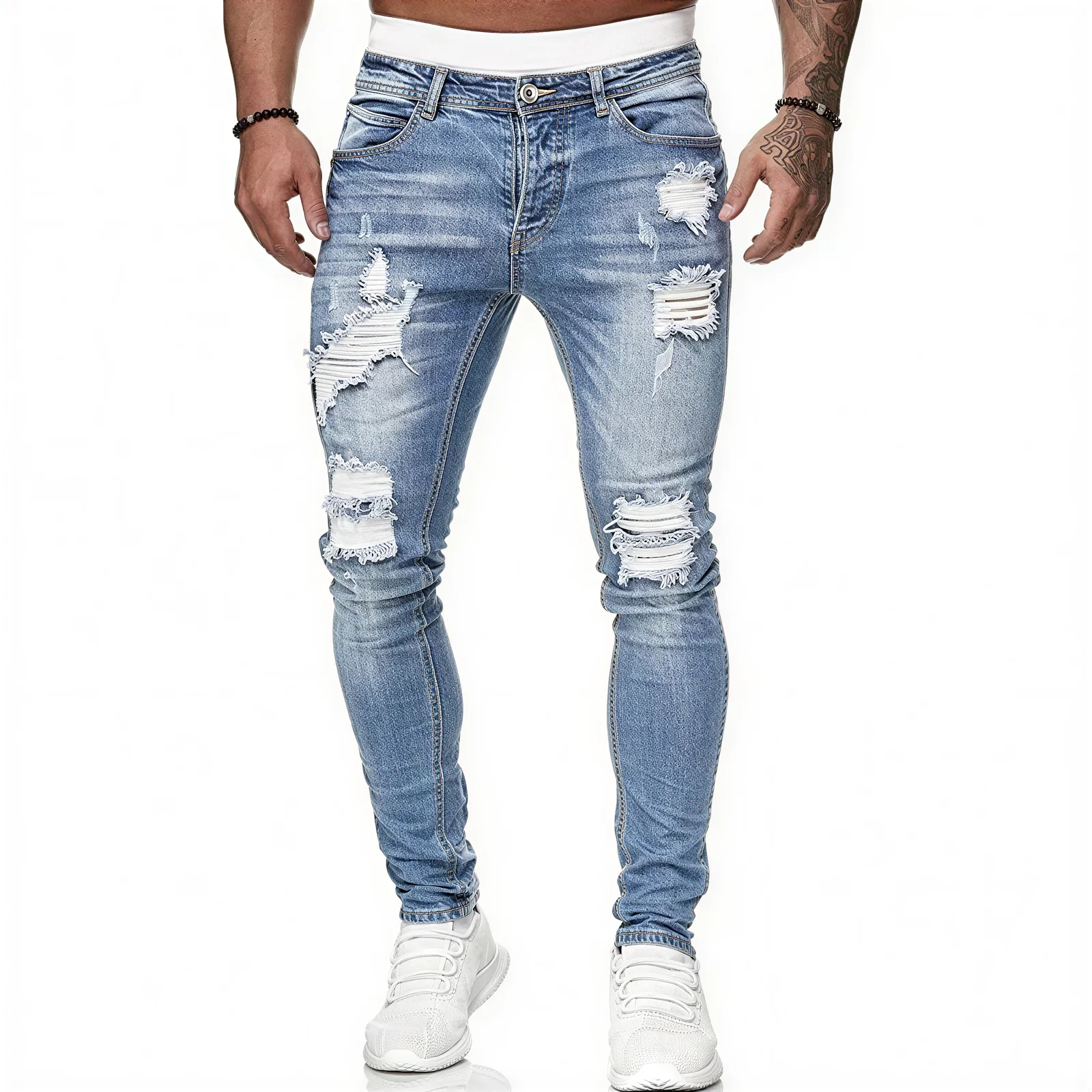 Dario | Jeans Skinny in Denim Strappato - Image 4