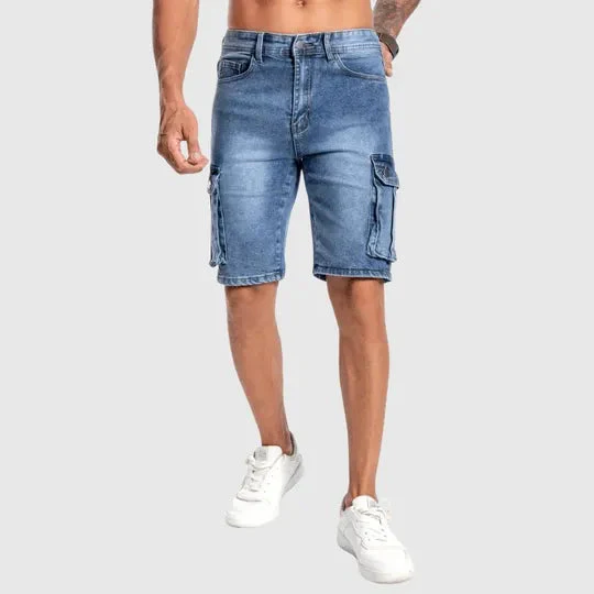 Dino | Pantaloncini Cargo Denim Con Tasche Laterali - Image 3