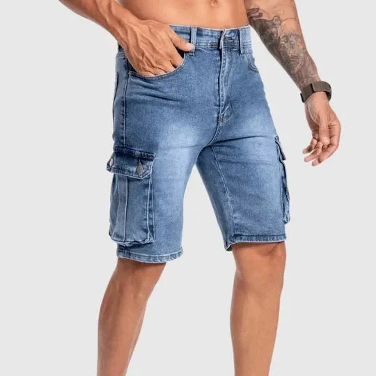 Dino | Pantaloncini Cargo Denim Con Tasche Laterali - Image 4