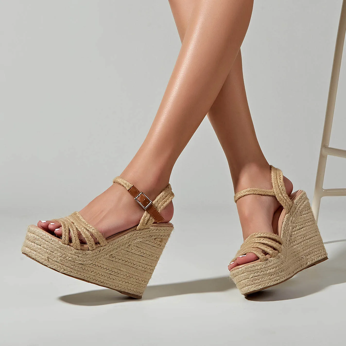 Eccina | Espadrillas Con Zeppa Peep Toe Piattaforma - Image 3