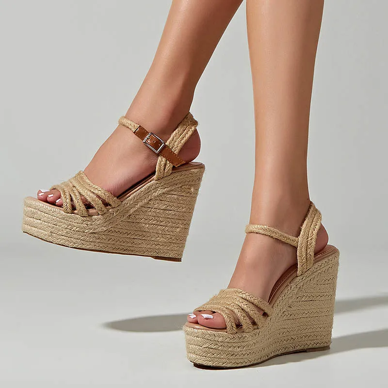 Eccina | Espadrillas Con Zeppa Peep Toe Piattaforma - Image 4