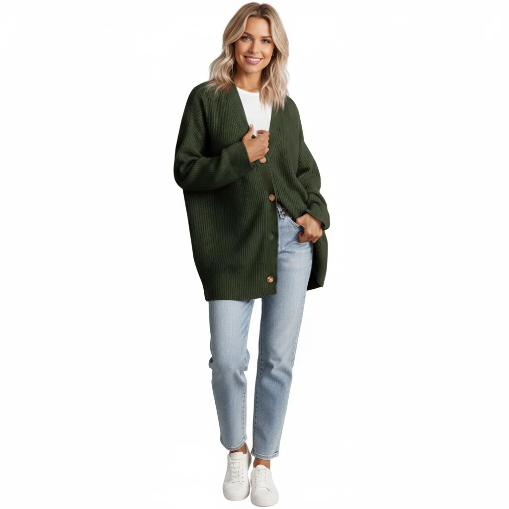 Elara | Cardigan Lungo a Righe con Bottoni - Image 10