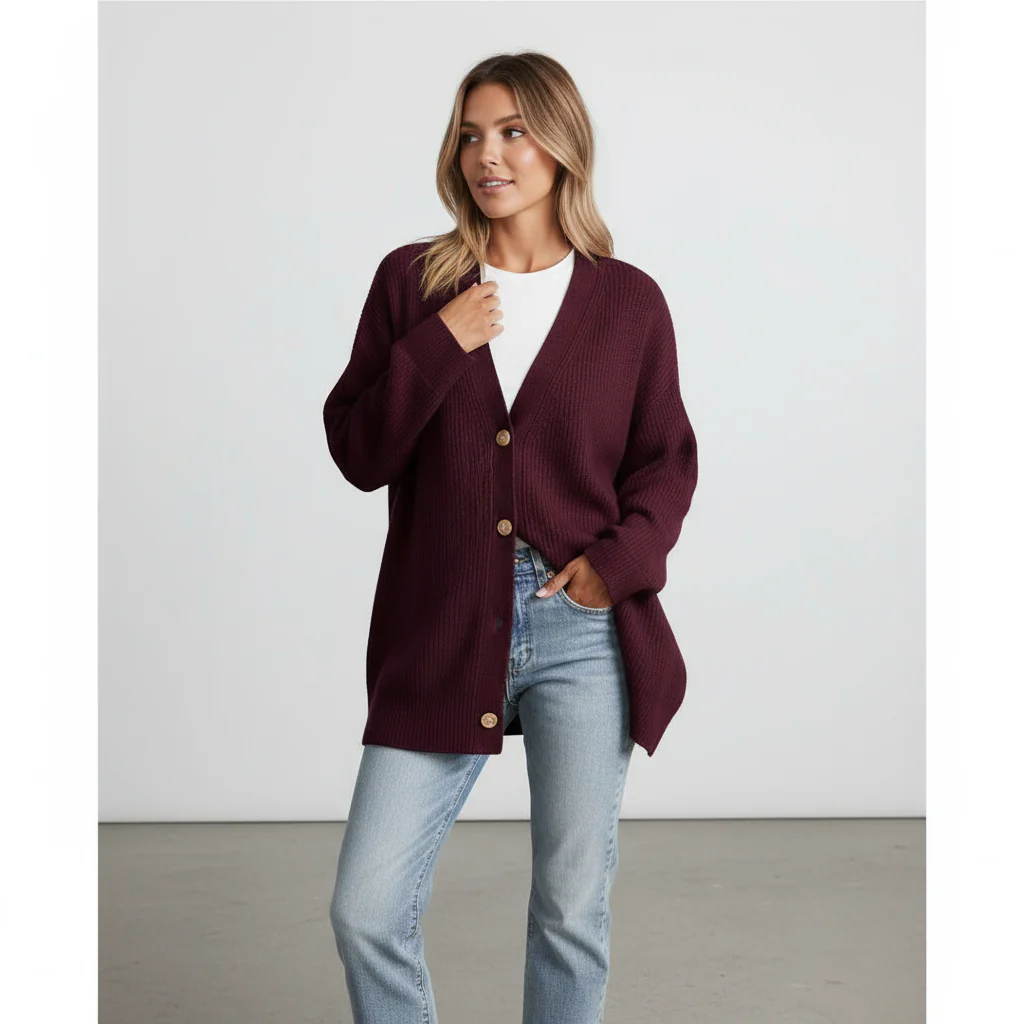 Elara | Cardigan Lungo a Righe con Bottoni - Image 5