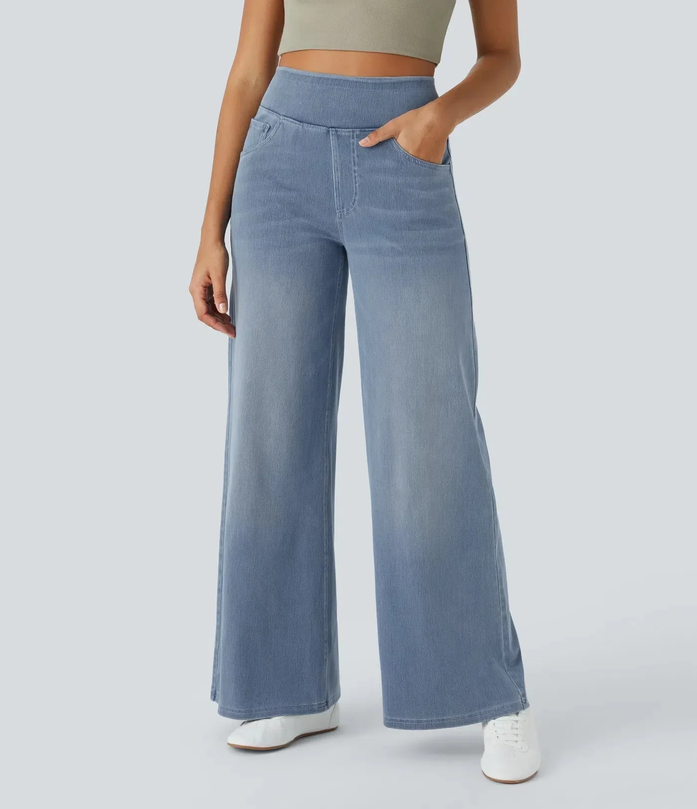 Lento | Jeans Elasticizzati a Gamba Larga - Image 3