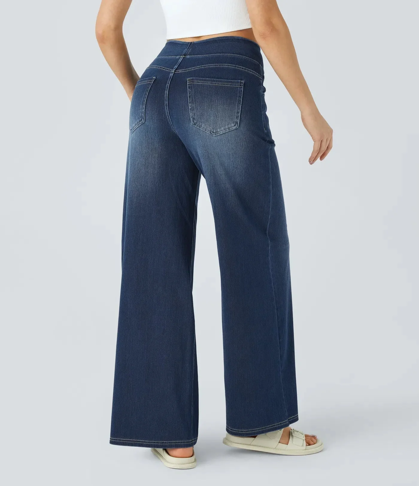 Lento | Jeans Elasticizzati a Gamba Larga - Image 4
