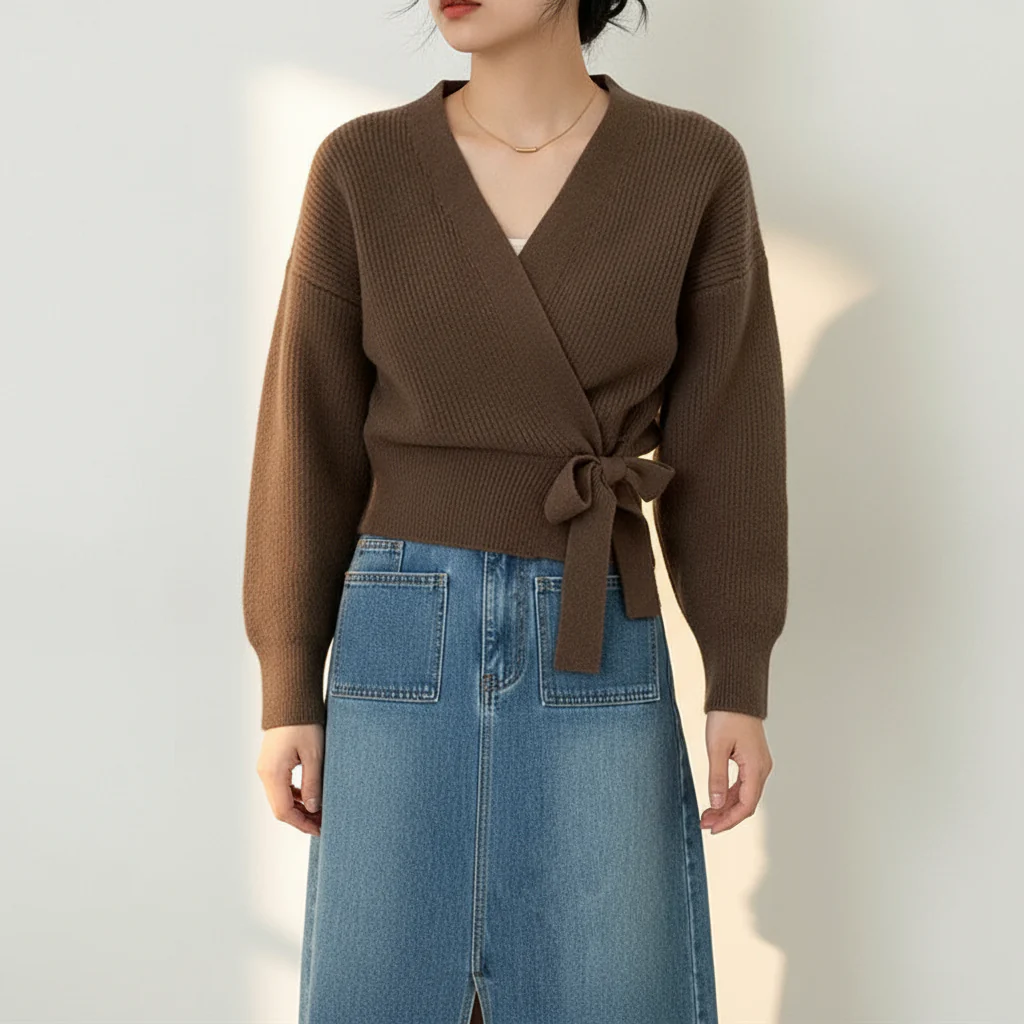 Lima | Cardigan Wrap Maglia con Laccio Avvolgente - Image 3