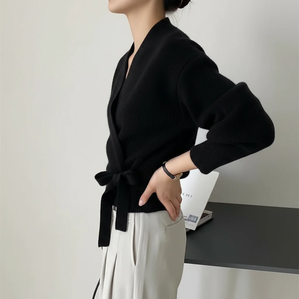Lima | Cardigan Wrap Maglia con Laccio Avvolgente - Image 4
