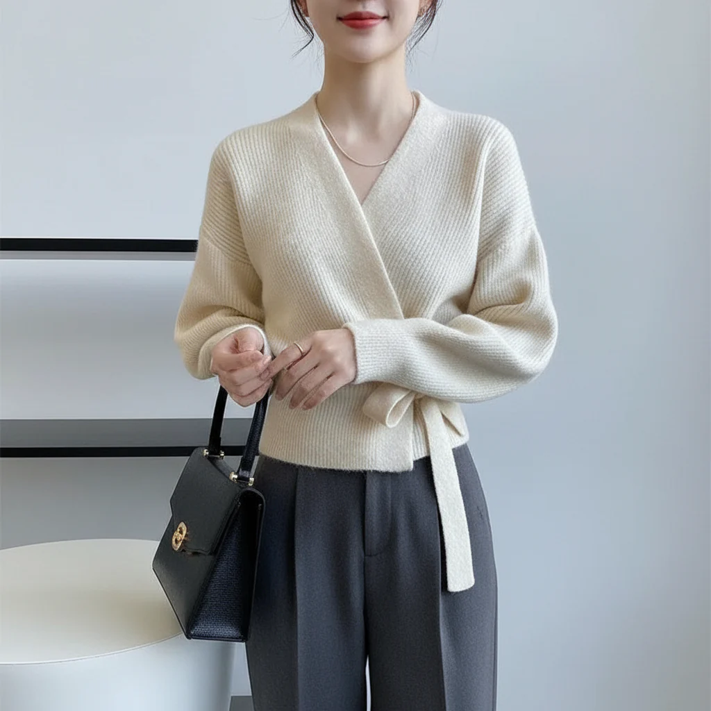 Lima | Cardigan Wrap Maglia con Laccio Avvolgente - Image 5