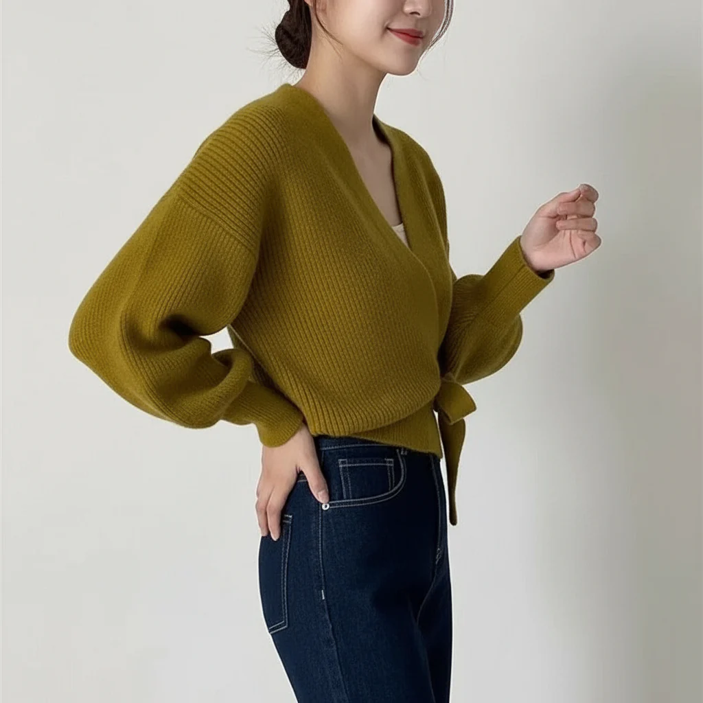 Lima | Cardigan Wrap Maglia con Laccio Avvolgente - Image 6