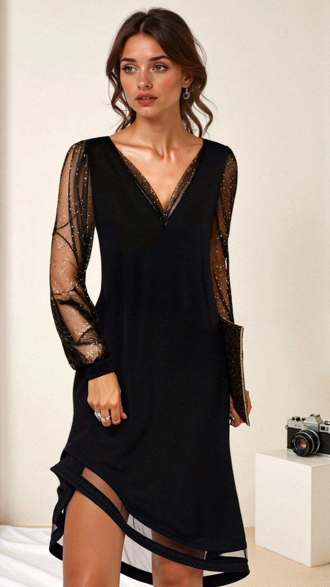 Lina | Abito Lungo Cerimonia con Paillettes