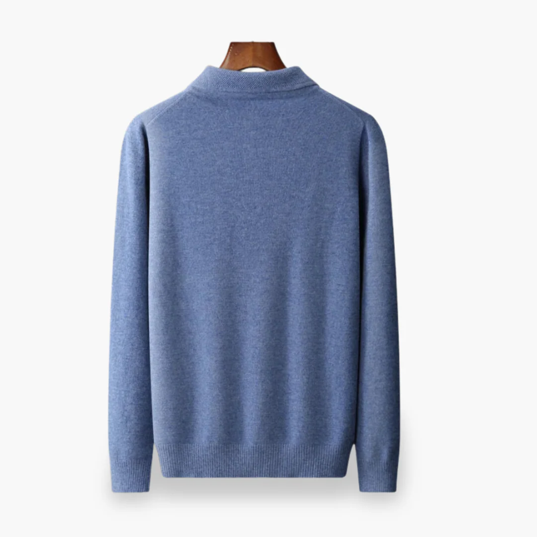 Maglione Polo In Lana Blu Per Uomo | Zelvian - Image 3