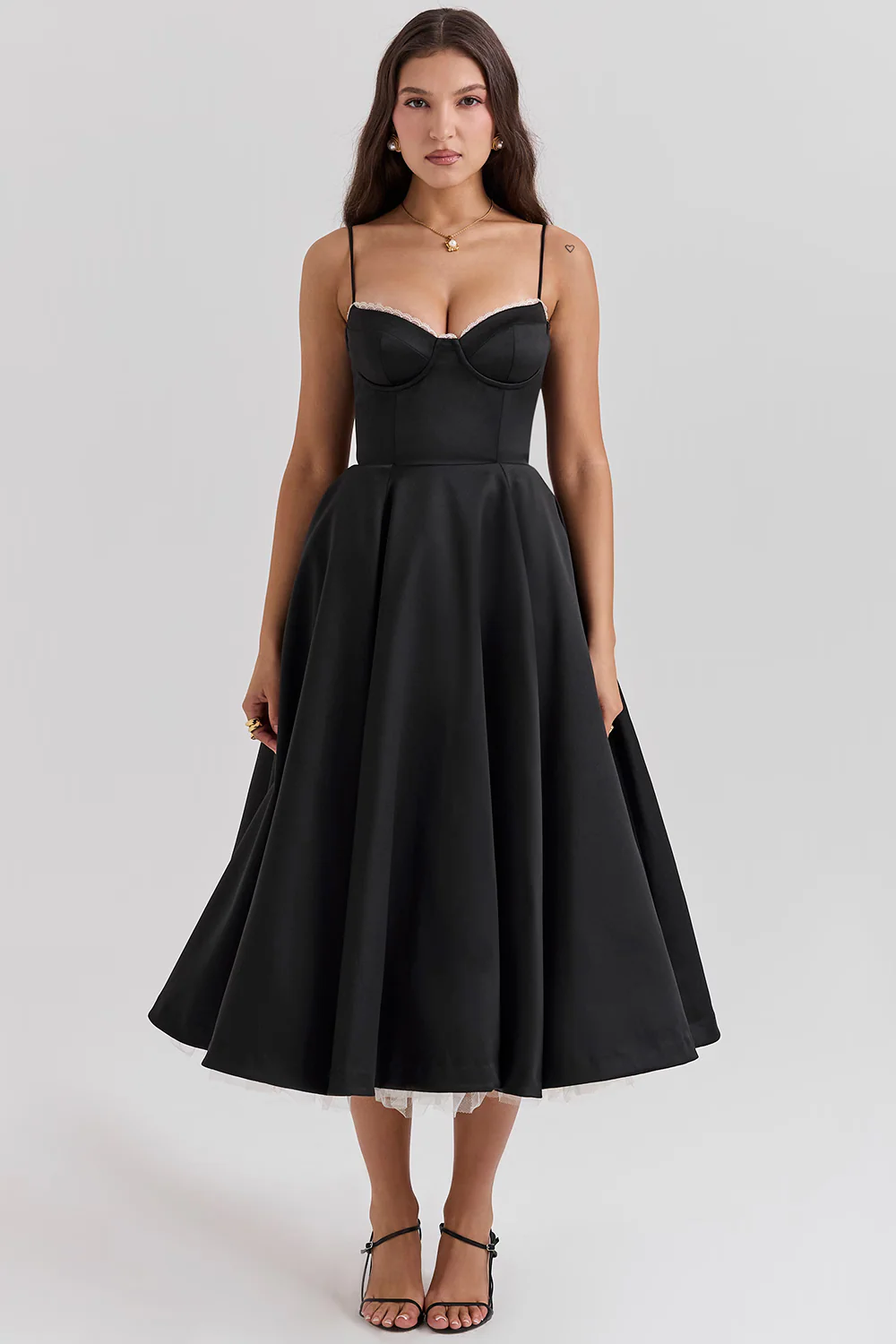 Ravina | Abito da Cerimonia Lungo in Raso con Gonna in Tulle - Image 10
