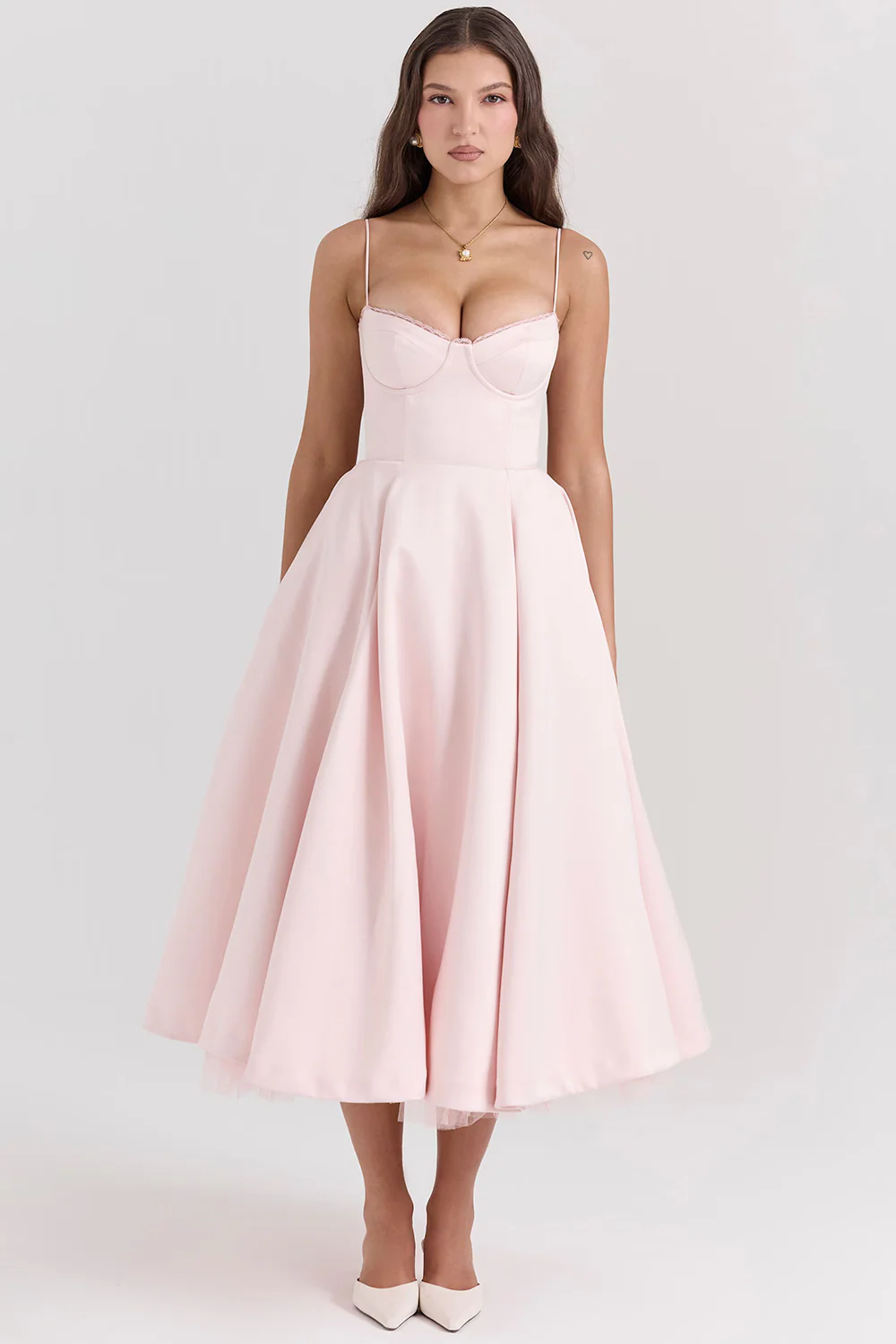 Ravina | Abito da Cerimonia Lungo in Raso con Gonna in Tulle - Image 4
