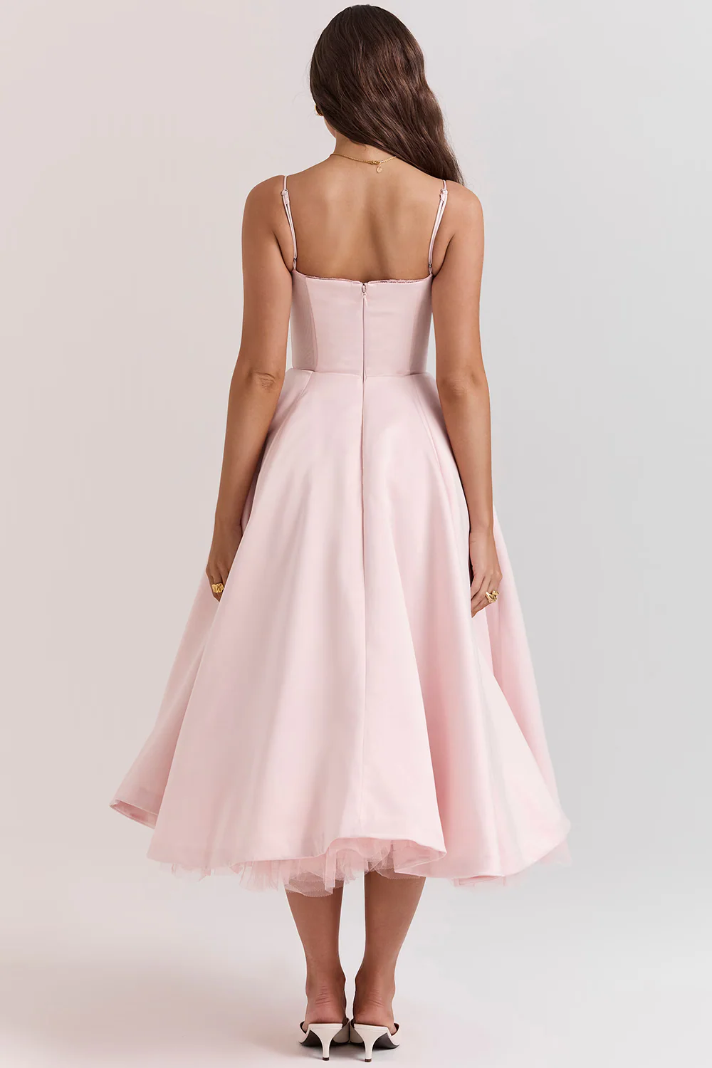 Ravina | Abito da Cerimonia Lungo in Raso con Gonna in Tulle - Image 6