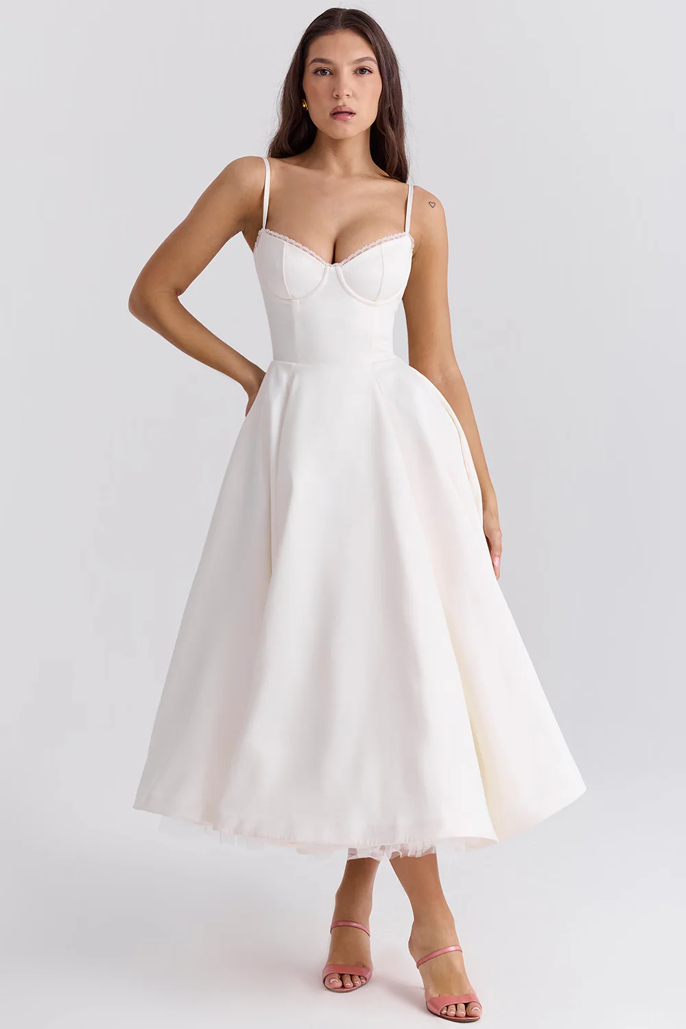 Ravina | Abito da Cerimonia Lungo in Raso con Gonna in Tulle - Image 7