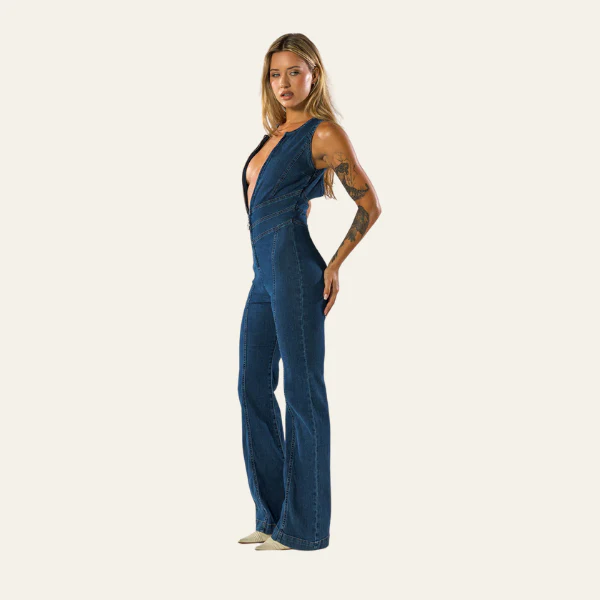 Sienna | Tuta Estiva Denim Cut-Out Elasticizzata - Image 6