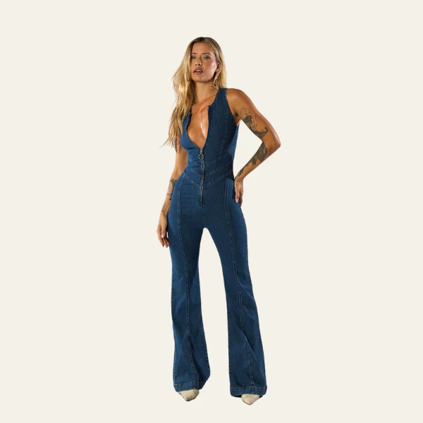 Sienna | Tuta Estiva Denim Cut-Out Elasticizzata - Image 7