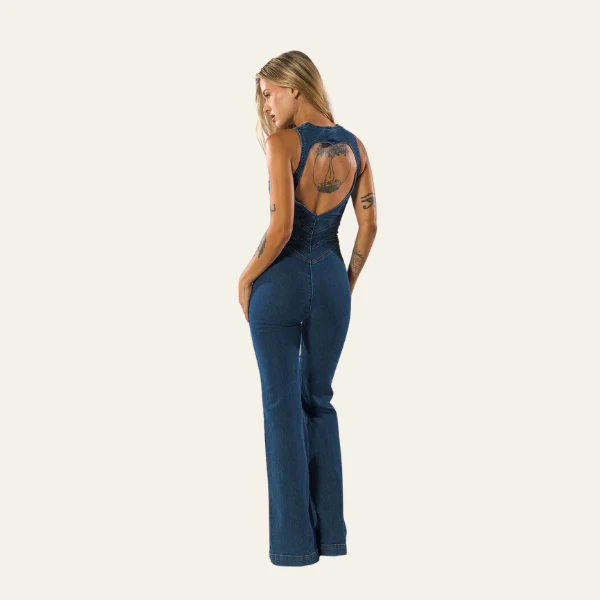 Sienna | Tuta Estiva Denim Cut-Out Elasticizzata - Image 8