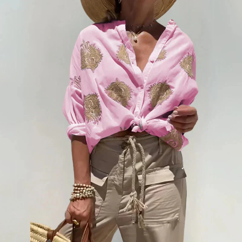 Soletta | Blusa Floreale con Ricami Dorati - Image 3