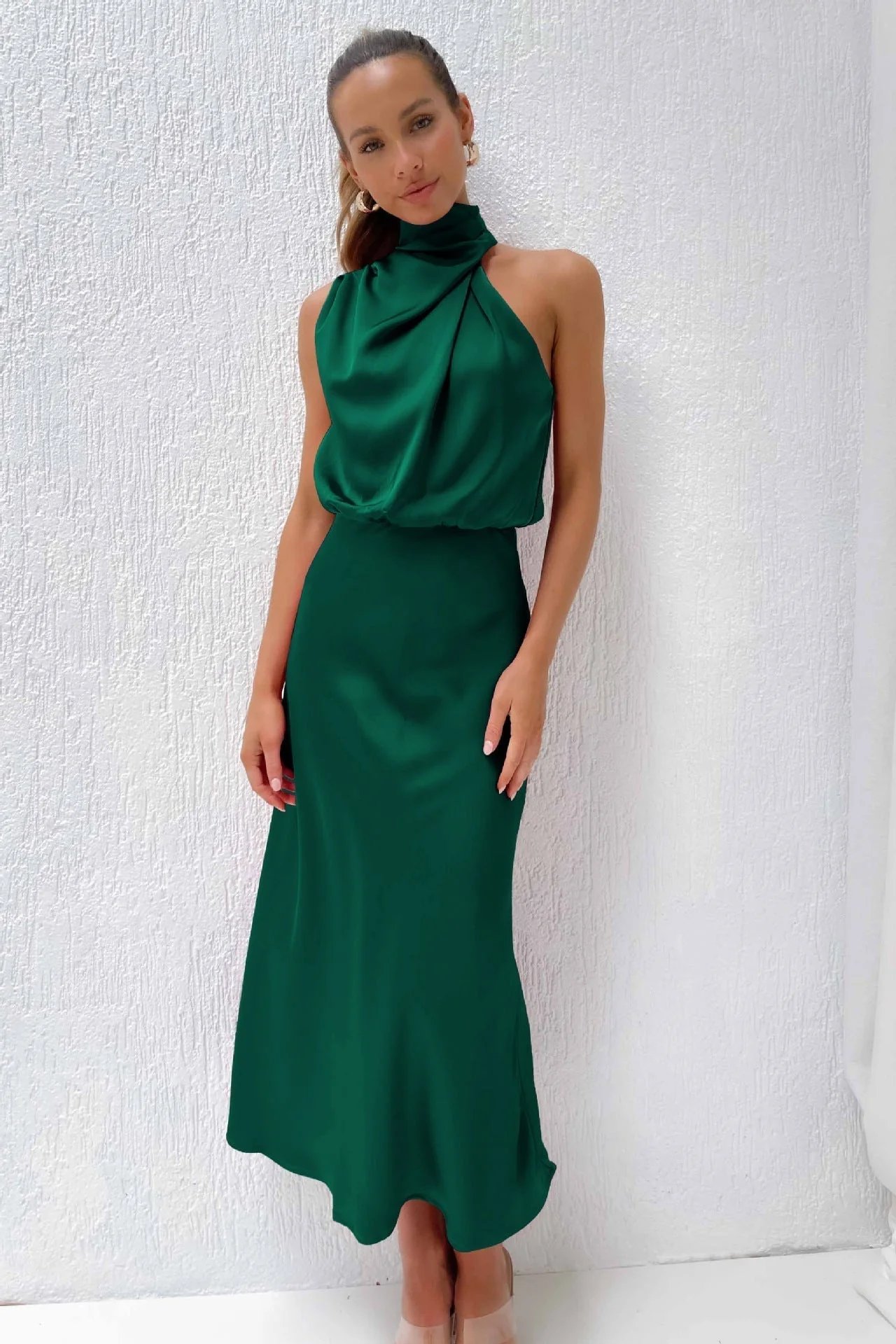 Vestito Lungo in Raso Elegante Per Donna | Veloria - Image 11