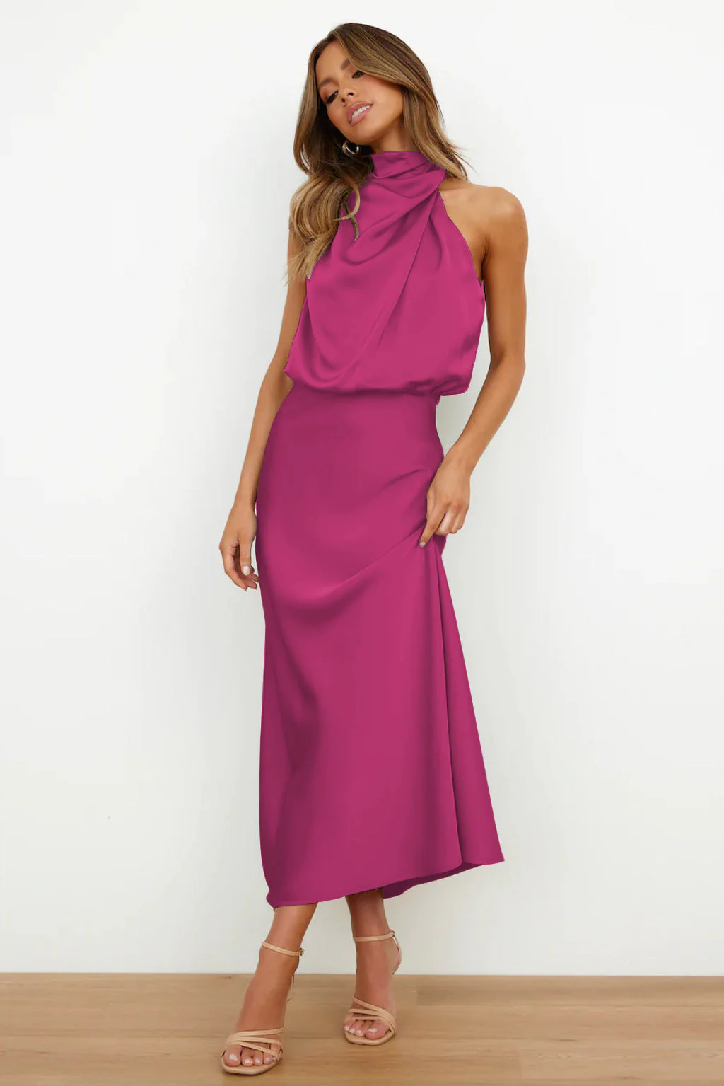 Vestito Lungo in Raso Elegante Per Donna | Veloria - Image 12